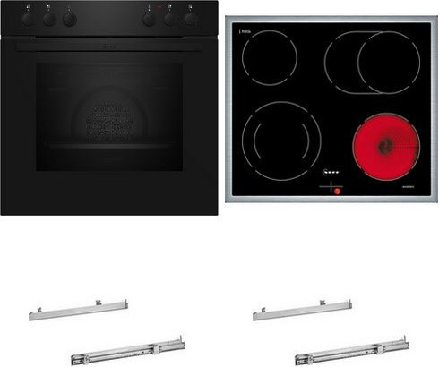 Neff Herdset HMK120 mit Glaskeramikkochfeld und Einbaubackofen in Schwarz und Edelstahl - Bild 1