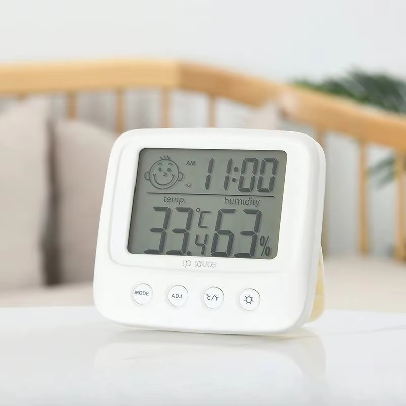 JUSTINLAU Digitales Temperatur- und Luftfeuchtigkeitsmessgerät mit LCD-Bildschirm in Weiß - Bild 2