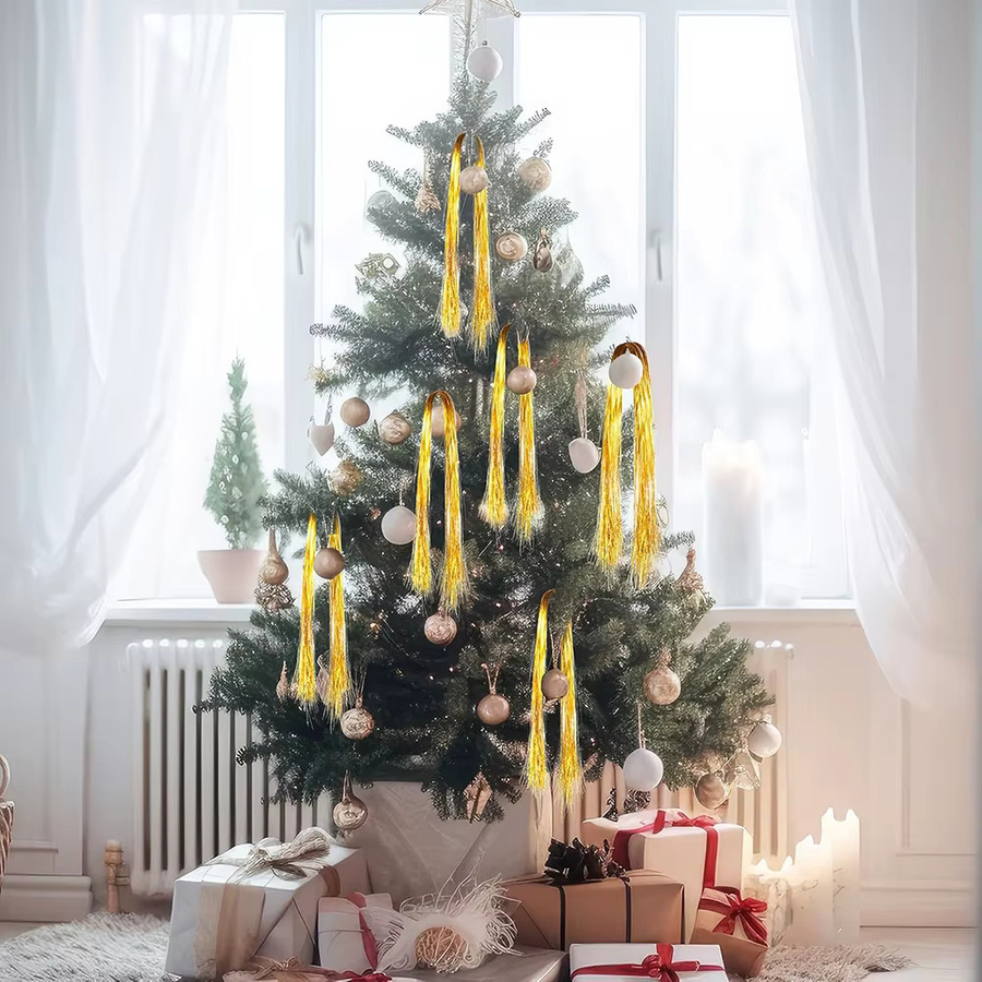 Surpsea Lametta-Eiszapfen in Gold und Silber mit 3000 Strängen für Weihnachtsbaum und Partydekoration - Bild 2
