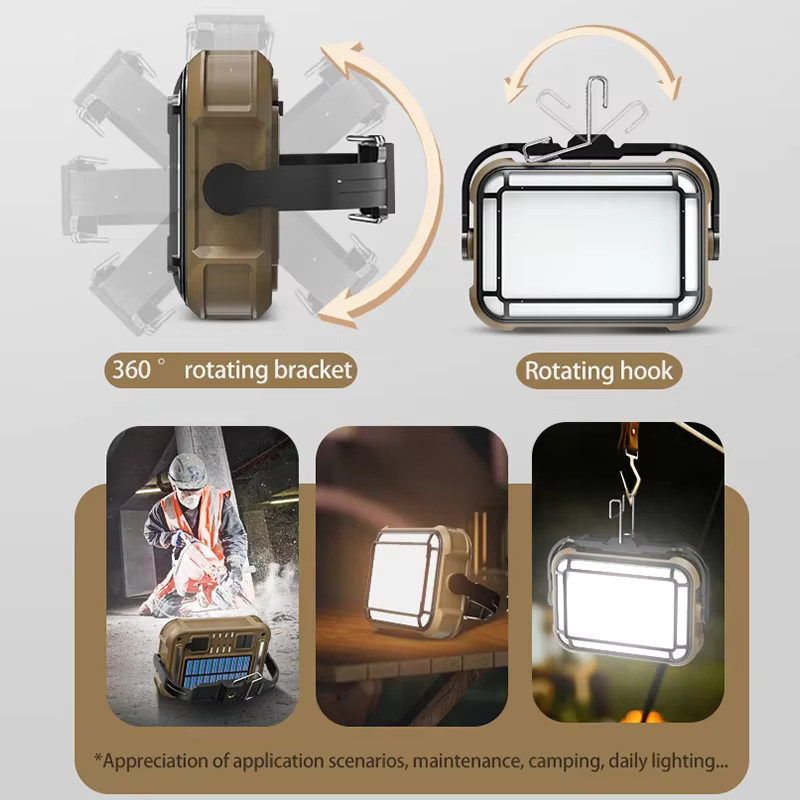 JIASHUAIXIN Solarbetriebene COB-Arbeitsleuchte mit LED, Magnetische Halterung und Haken, Schwarz - Bild 2