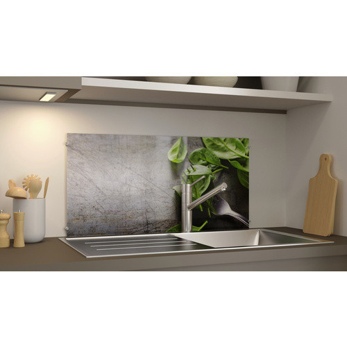 NOVADOORS Glasboard Basil On Fork in Mehrfarbig mit abstraktem Design - Bild 1