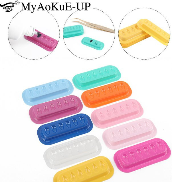 myaokue-up Wimpern Kleber Halter Palette, 100 Stück, Light Pink, Glänzend - Bild 1