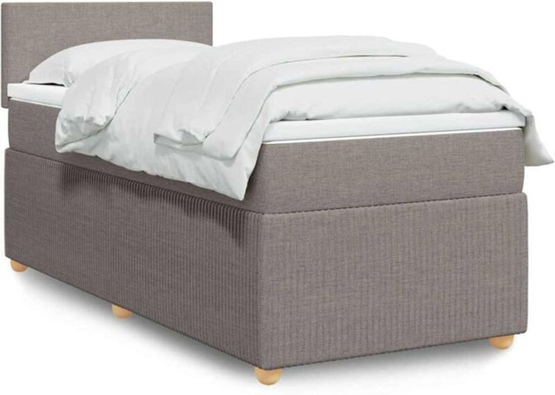 vidaxl Boxspringbett mit Matratze in Taupe meliert und Weiß aus Stoff, B/T/H: 200 x 80 x 100,5 cm - Bild 1