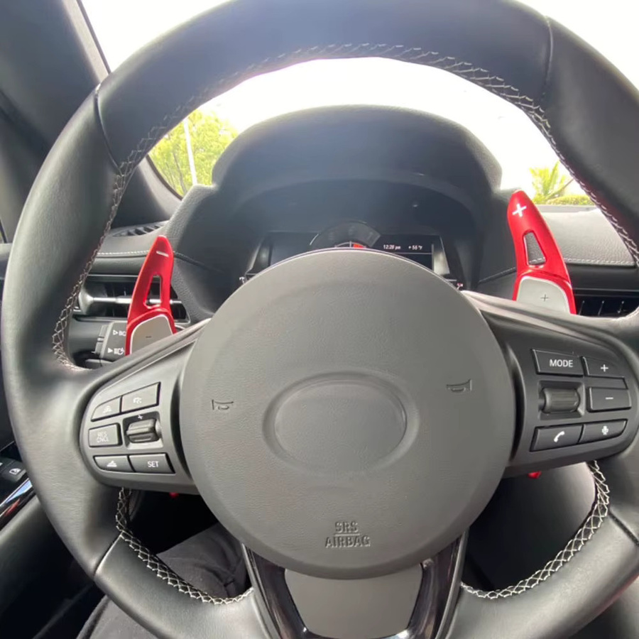 Cherk Lenkrad-Schaltwippen aus Aluminium als Verlängerungsabdeckungen für Toyota Supra GR A90 A91 MK5 2019–2022 in Schwarz, Silber oder Rot - Bild 2