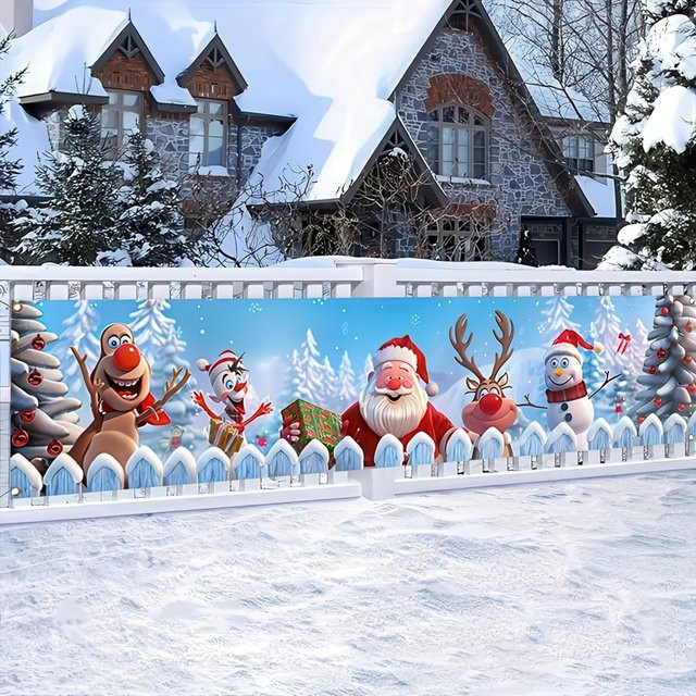 VIKAMA Weihnachtsbanner mit Weihnachtsmann als hängende Dekoration für Garten und Innenräume, Mehrfarbig, B/H: 180 x 35 cm - Bild 1