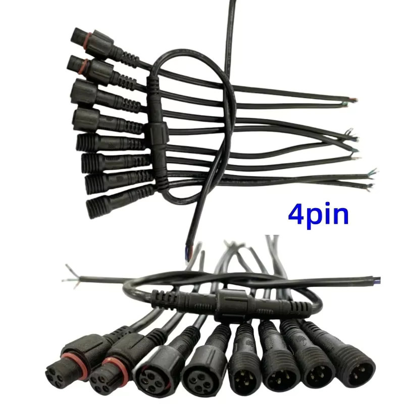 SAGE LU MEI Wasserdichte LED-Stecker auf Buchse mit Kabel, 2-polig bis 5-polig, Farbe: Schwarz, Kabellänge: 40 cm - Bild 3