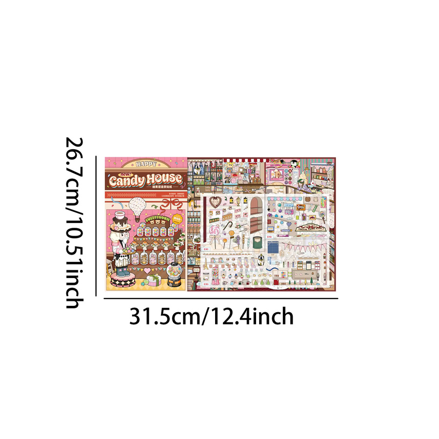 9 Stück Miniature Town Vintage PET-Aufkleber in Multicolour für Zubehör von Kaufhäusern und Lebensmittelgeschäften - Bild 3