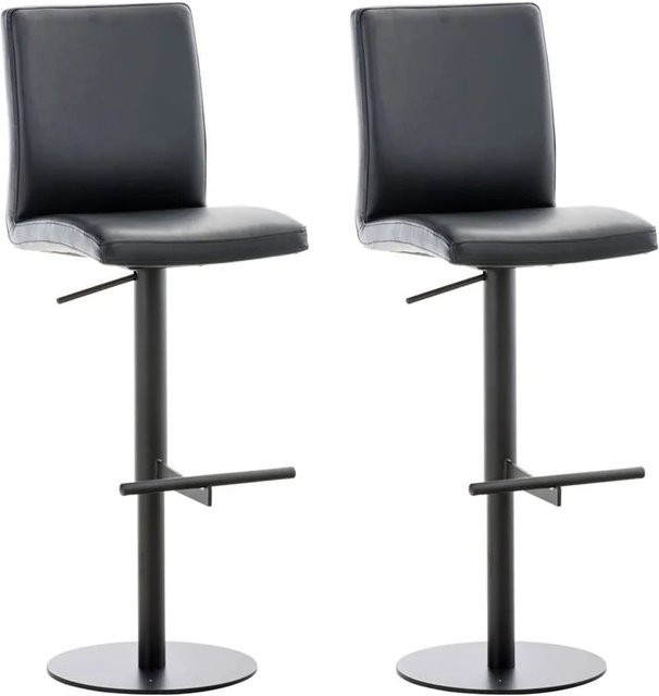 DELUKE 2er Set Barhocker DIVER in Schwarz aus Kunstleder, höhenverstellbar und drehbar mit Lehne, B/T/H: 40 x 49 x 93 cm - Bild 1