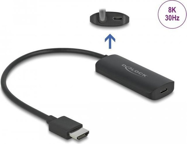 DeLOCK HDMI-A Stecker auf USB Type-C Buchse Adapter mit DP Alt Mode 8K in Schwarz (64212) - Bild 1