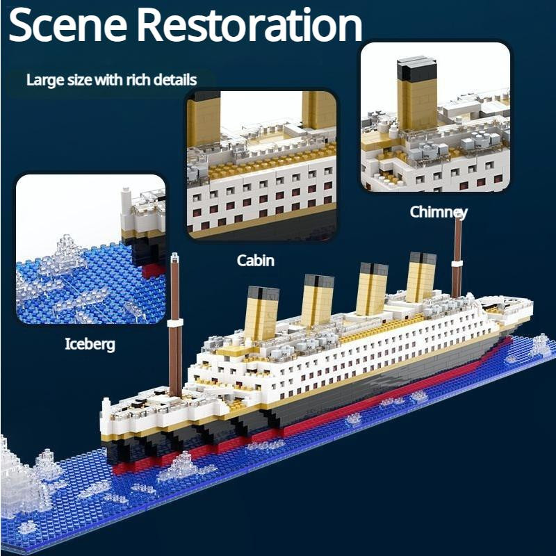 Yiran toy Titanic Mikro Mini Bausteine Kreuzfahrtschiff Boot ab 14 Jahren - Bild 4