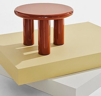 Ted Runder Tisch Pastill in Braun mit glänzender Oberfläche - Bild 1