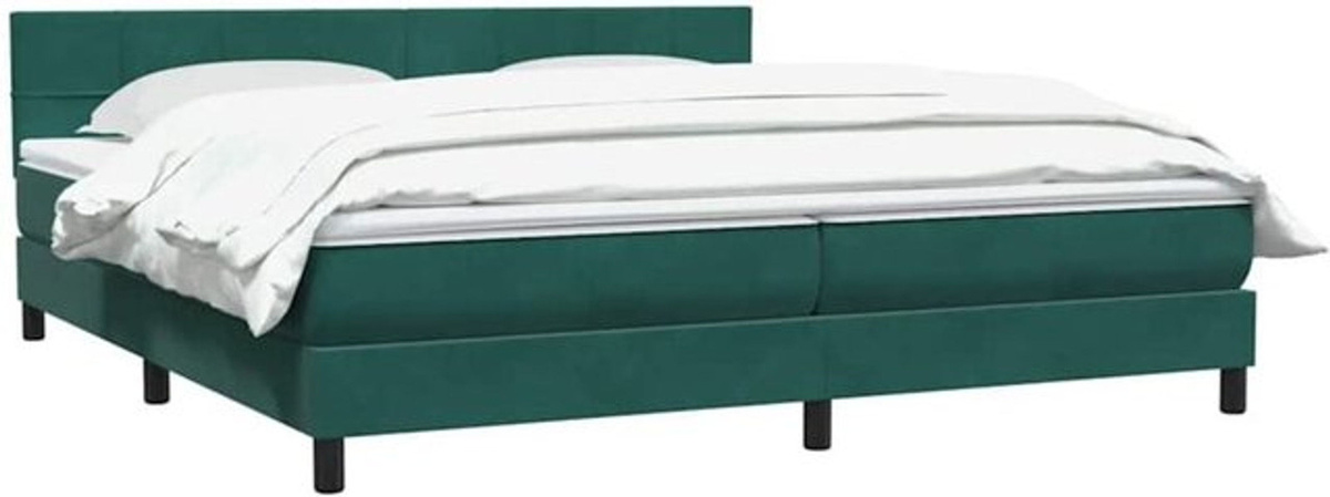 vidaxl Boxspringbett mit Matratze in Dunkelgrün aus Samt, B/T/H: 180 x 220 x 78 cm - Bild 1