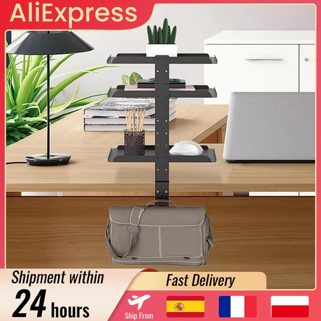 Multifunktionaler 3-stufiger Desktop-Organizer aus Metall zum Einklemmen, Aufbewahrungsregal für den Schreibtisch in Schwarz oder Braun - Bild 1