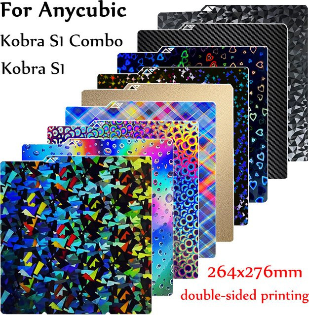 Anycubic Kobra S1 Combo PEI Bauplatte mit glatter und strukturierter Oberfläche, B/T: 264 x 276 mm - Bild 1