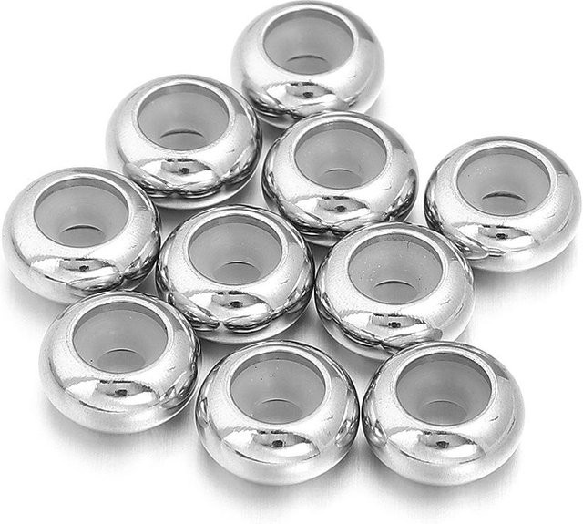 Louleur Quetschperlen Stopper Abstandshalter, Edelstahl, Silikon, 10mm, Unisex - Bild 1