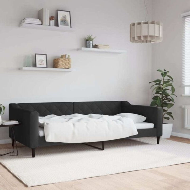 Modernes Polsterbett vidaxl aus Stoff und Metall in Schwarz, B/T/H: 200 x 100 x 67 cm - Bild 1