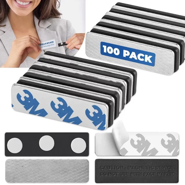 CCHANBO Magnetische Namensschildhalter 100er-Pack mit starken Neodym-Magneten für professionelle Namensschilder und Ausweise aus Metall - Bild 1