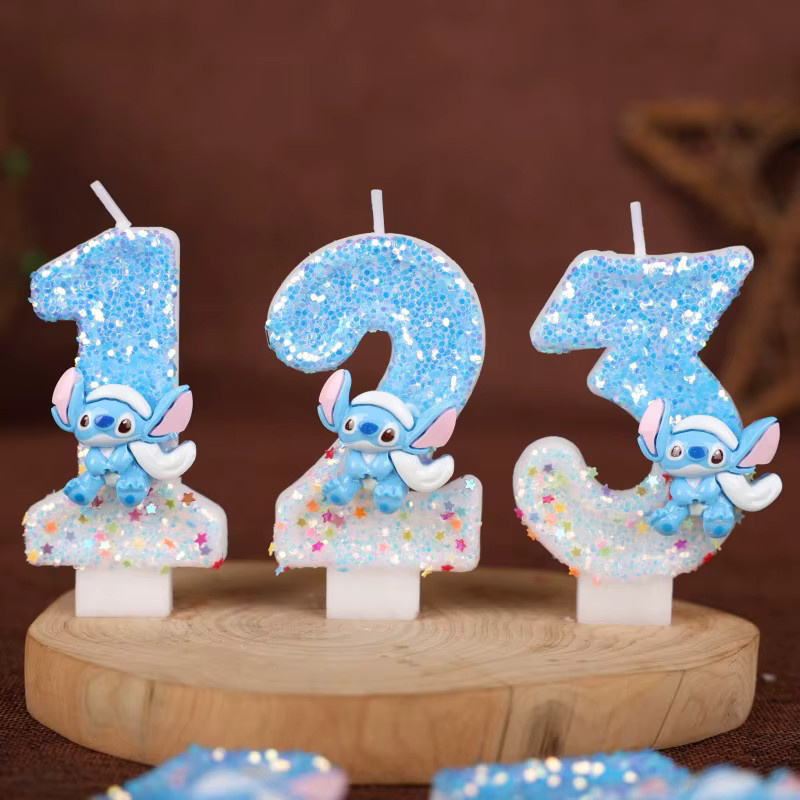 MINISO Blue Stitch Digitale Kerze als Geburtstagstorte Dekoration und Party Ornament - Bild 1