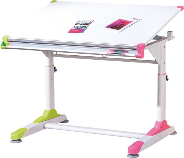 Inter Link Schülerschreibtisch 2Colorido für Kinder in Weiss, Pink und Grün mit verstellbarer Höhe und Neigung - Bild 1