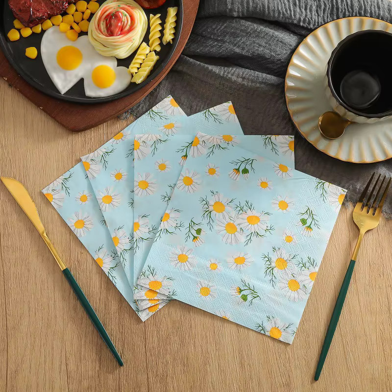 GUANYAO 20 Stück 2-lagige Servietten mit Gänseblümchen-Motiv für Party und DIY-Decoupage, B/B: 33 x 33 cm - Bild 2