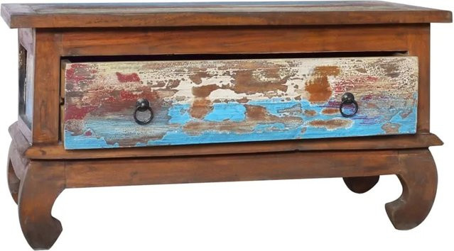 vidaXL Couchtisch aus Teak Altholz in Braun, B/T/H: 80 x 50 x 40 cm - Bild 1