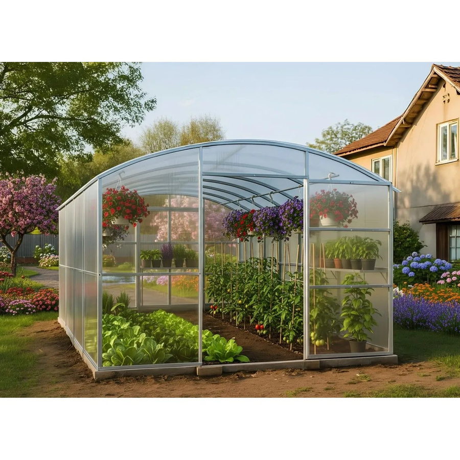 Garten Dream Gewächshaus Avalon Bogenkonstruktion aus verzinktem Stahl mit 6mm Polycarbonat, transparent, B/T/H: 12 x 3 x 3 m - Bild 2
