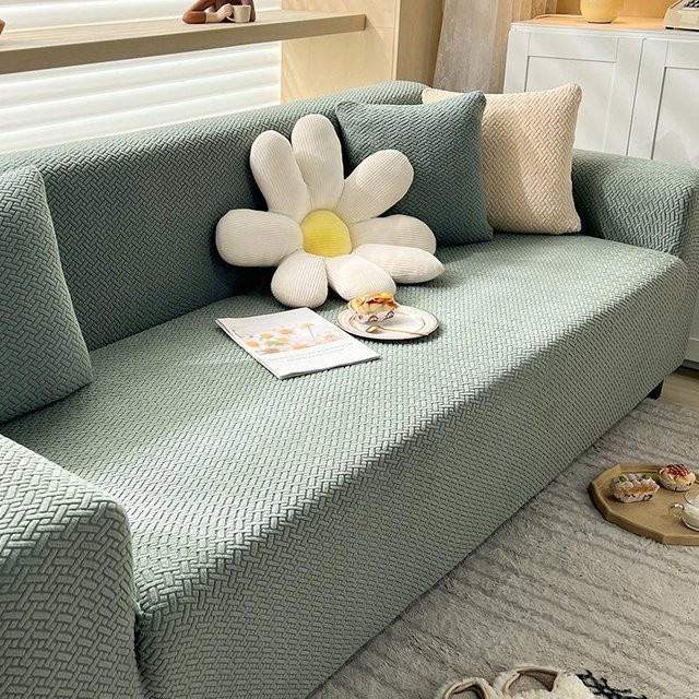 Morse Elastischer Samt-Sofa-Stretchbezug für 1-4 Sitzer, Grün, Breite: 235-300 cm - Bild 1