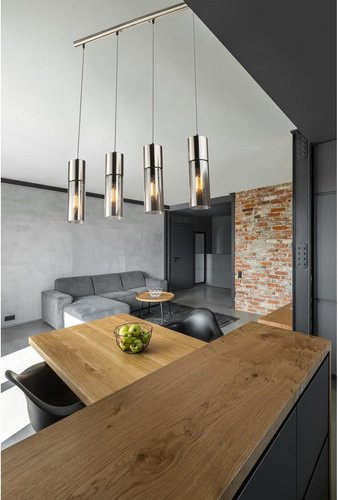 GLOBO LIGHTING Pendelleuchte Annika in Nickel matt Rauch mit Glas, E27, H x B x T: 156 x 9 x 80 cm - Bild 1