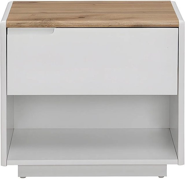Nachttisch Amani von Vente-unique in Weiß und Eiche, Breite: 55 cm - Bild 1
