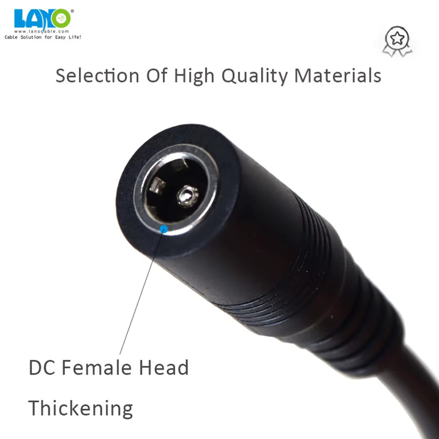 LANO DC 5521 Stromverteilerkabel Schwarz mit 1 Buchse auf mehrere Stecker für LED-Leuchten und DC-Geräte - Bild 3