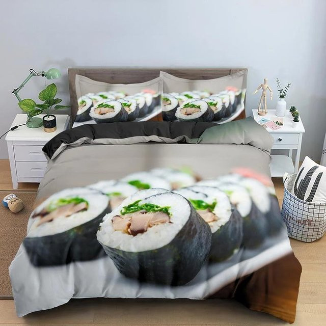 Lodestar 3D Bettwäsche-Set mit Fleisch- und Meeresfrüchte-Print, 3-teilig, Mehrfarbig, B/H: 210 x 210 cm - Bild 1