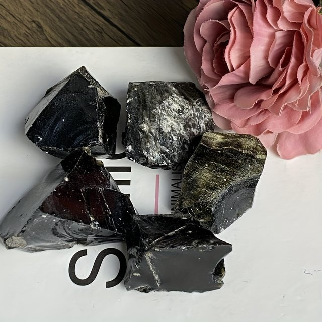 CrystalHola Goldener Obsidian Rohstein in Gold und Schwarz, getrommelte Kristalle für die Schmuckherstellung - Bild 1