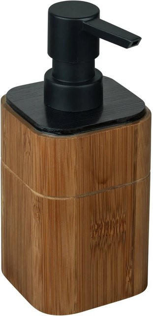 Wenko Seifenspender Serro aus Bambus in Schwarz und Braun, Volumen: 200 ml, Höhe: 16,5 cm, Durchmesser: 7,5 cm - Bild 1