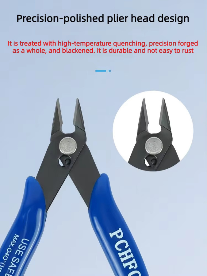 Einschneidige Diagonalzange aus Metall in Blau für Schmuckhandwerk und DIY-Drahtschneidearbeiten - Bild 4