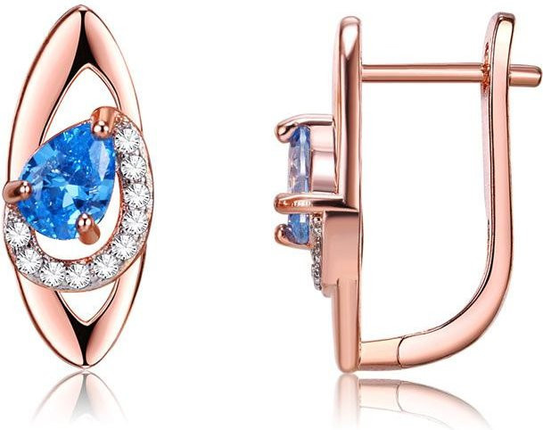 Ohrringe Roségold, Kupfer, Zirkonia, Damen, Blau - Bild 1