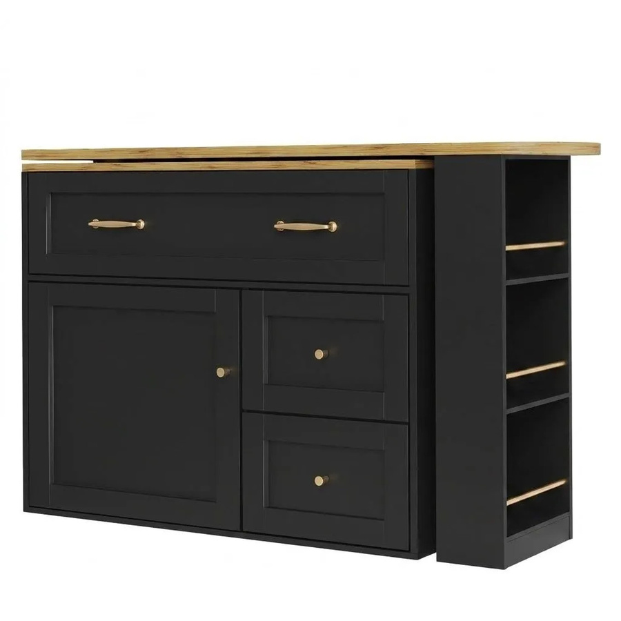 Merax Ausziehbarer Bartisch mit Stauraum und Snackregal in Schwarz, B/T/H: 138-204 x 39 x 105 cm - Bild 2