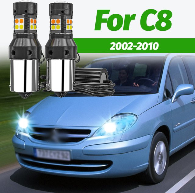 VENDY 2 Stück Dual-Mode LED DRL Tagfahrlicht und Blinker Zubehör in Schwarz für Citroen C8 2002-2010 - Bild 1