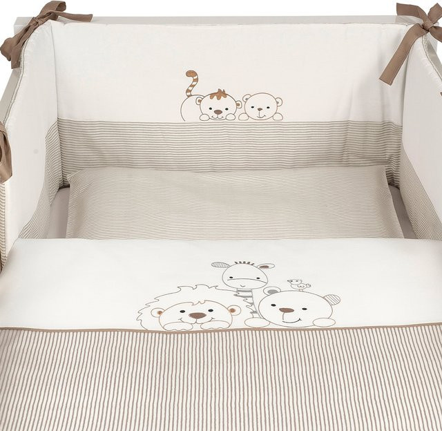 Bornino Home Bettwäscheset Wild Friends 4-teilig mit Tier-Motiven in Beige und Weiß, Material: Baumwolle und Polyester, Kissenbezüge B/H: 40 x 60 cm, Bettbezug B/H: 70 x 140 cm - Bild 1