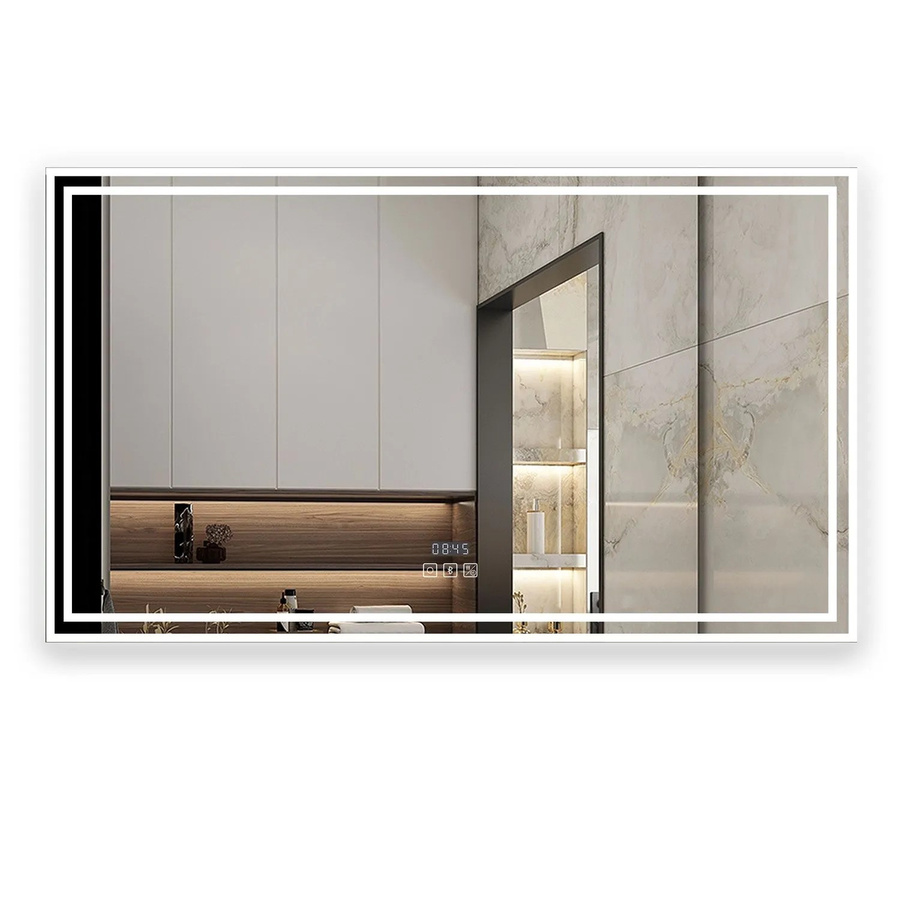 Aica Sanitär Badspiegel mit Bluetooth, LED-Beleuchtung und Uhr, B/H: 140 x 80 cm, Weiß - Bild 2