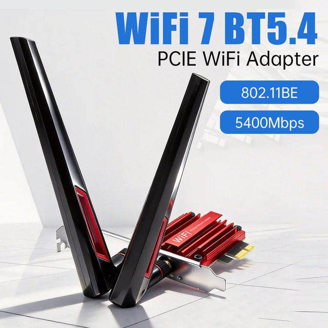 Fenvi WiFi 7 PCIe Netzwerkkarte mit Bluetooth 5.4, Tri-Band 5400Mbps (6GHz/5GHz/2.4GHz) Drahtlose Ethernet-Karte für PC mit Windows 10/11 - Bild 1