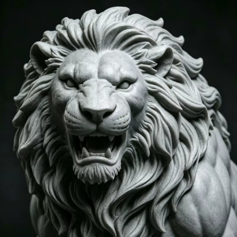 KASTIZA 3D-Gedruckte Brüllende Löwen-Statue als DIY Färbefigur für Feng Shui Dekoration in Schwarz und Grau - Bild 2
