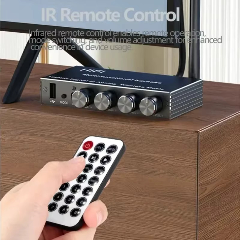 XIKCU Bluetooth 5.4 HIFI Audio-Konverter in Schwarz mit optischem und koaxialem Anschluss, RCA, AUX sowie U-Disk-Wiedergabe und IR-Fernbedienung für dein Heimkino-Stereo-Upgrade - Bild 5