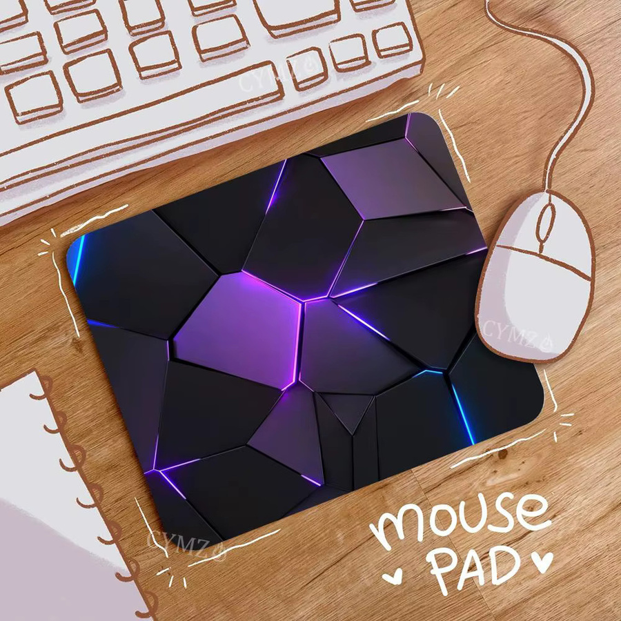 Mairuige Mauspad mit polygonalem Neon-Muster in Schwarz, B/T: 45 x 40 cm - Bild 2