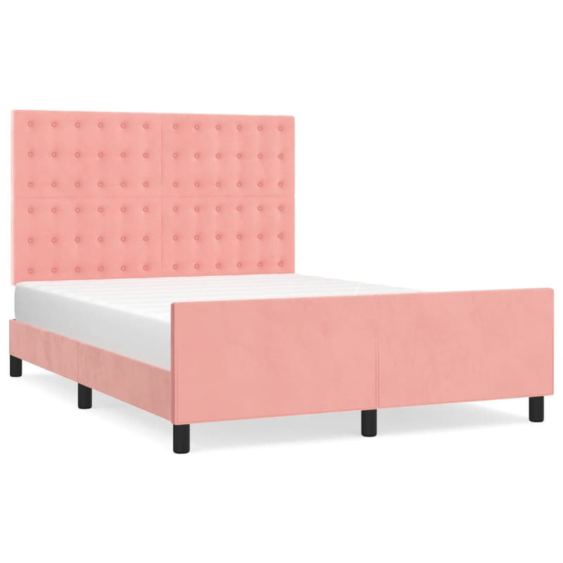 vidaXL Bettgestell mit Kopfteil aus Samt in Rosa, B/T/H: 140 x 190 x 128 cm - Bild 2
