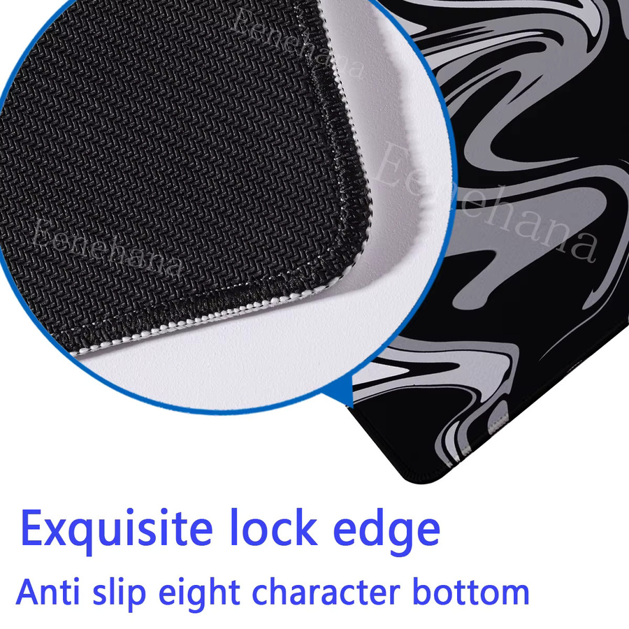Eenehana XXL-Mauspad mit Schwarz-Weißem Liquid Strata Fluid Pattern, Rutschfeste Schreibtischunterlage für Gaming und Büro mit HD-Druck - Bild 4