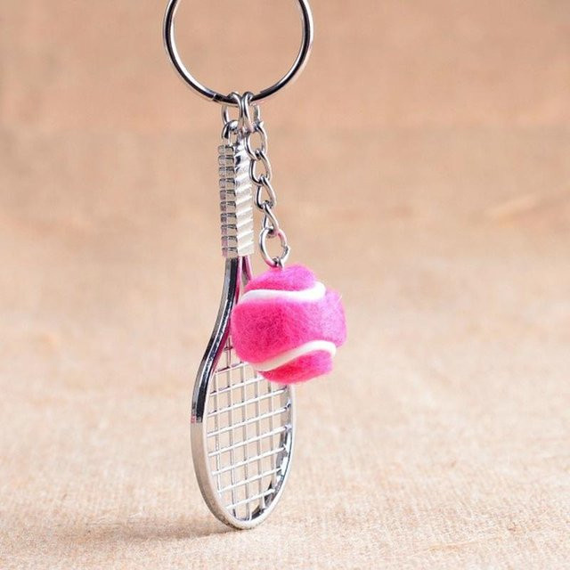 LY Happy Schlüsselanhänger Tennis Schläger, rosa, Unisex - Bild 1