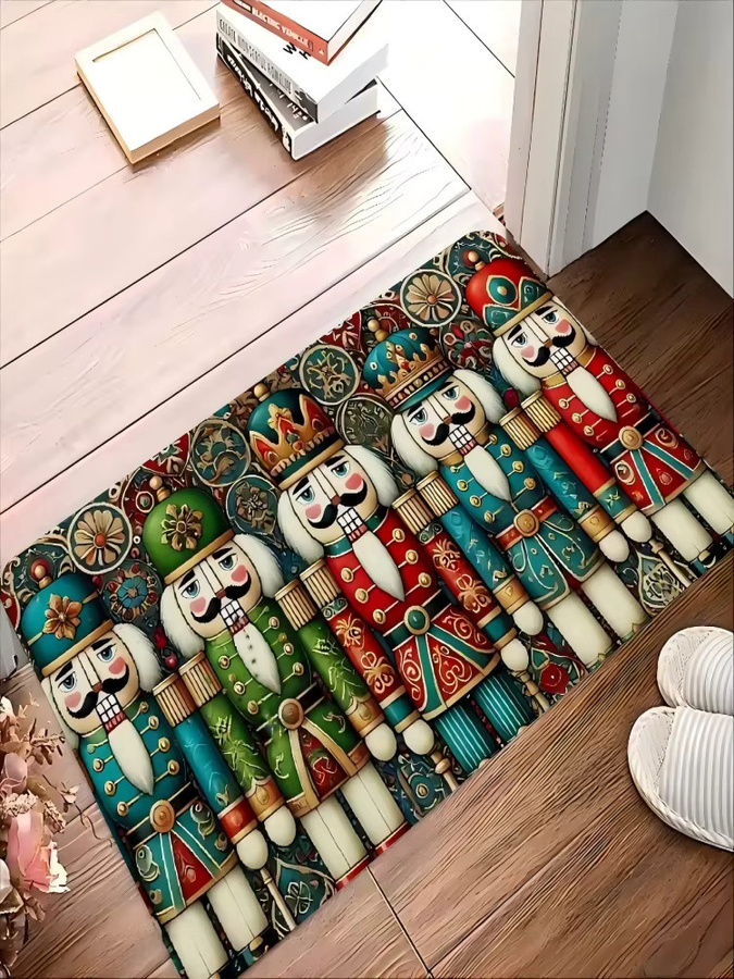 VIKAMA Weihnachts-Nussknacker Fußmatte mit Cartoon-Druck, rutschfest und wasserabsorbierend, Multicolor, B/T: 40 x 40 cm - Bild 2