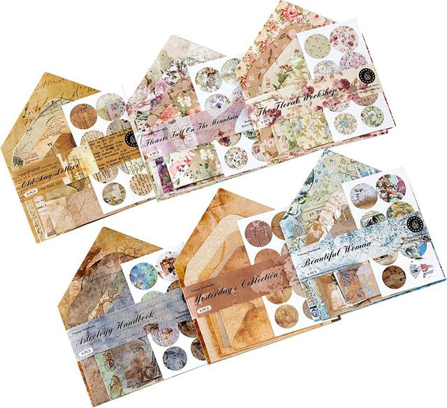 8-teiliges Vintage-Mini-Umschlag-Set im Retro-Stil aus Papier, Mehrfarbig - Bild 1