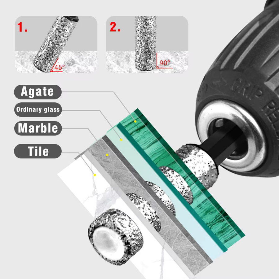 SHENSEN Diamantbohrer Set mit Sechskantschaft für Keramikfliesen, Marmor und Granit, 5 Stück, Farbe: Silber, Durchmesser: 6 mm bis 12 mm - Bild 3