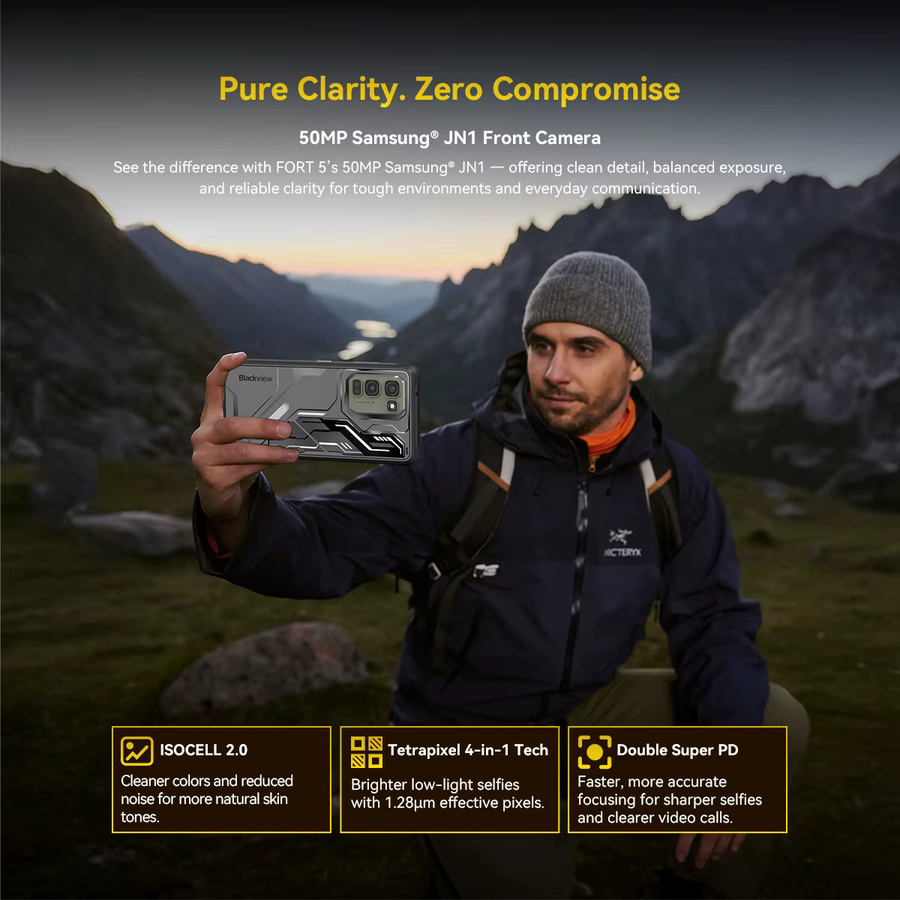 Blackview FORT 5 Robustes Smartphone in Schwarz mit 256 GB Speicher, 36 GB RAM (12+24 GB), 6.78 Zoll HD+ IPS Display und 5000 mAh Akku - Bild 5